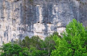 The locals say bald eagles are sometimes spotted near these bluffs above the Buffalo River at Tyler Bend.