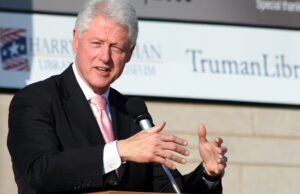President Bill Clinton accepting the Harry S. Truman Award for Public Service on May 6, 2009.