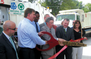 Government officials, including Mayor Pat Hays and Congressman Tim Griffin, helped open North Little Rock's CNG pumping station.