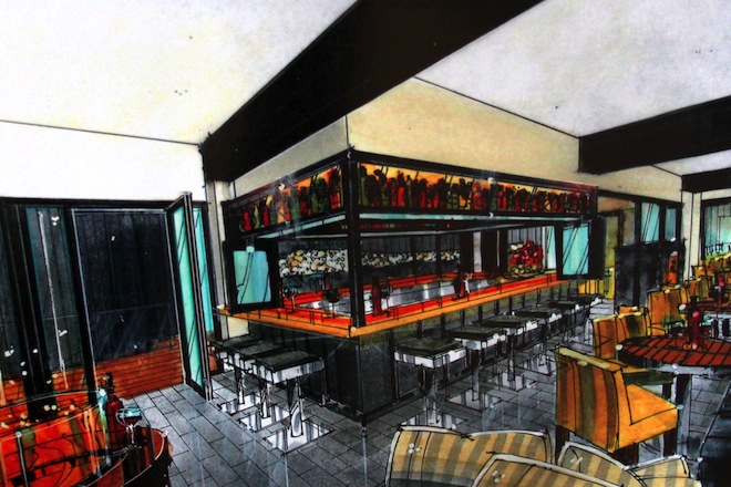 An artist rendering of the interior ground floor of Rush and Payne Harding's planned River Market District restaurant, which they expect to be open in fall 2013.