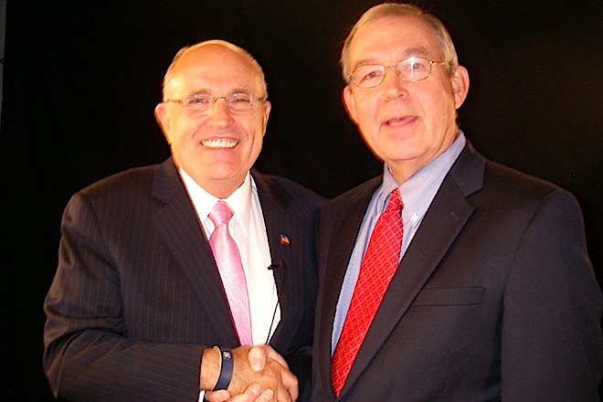 Rudy Giuliani, left, with Jim Dunn.