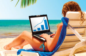 Who has time for vacations these days, anyway? Actually, plenty do - but they're taking work with them, and both technology and the economy are responsible