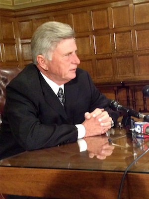 Gov. Mike Beebe, a news conference at the state Capitol last week. State finance officials plan to share details of Beebe's new budget at a legislative committee hearing on Thursday.