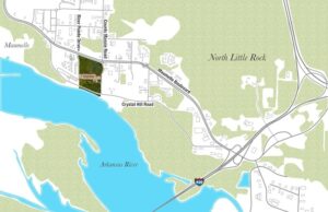 A map of The Villa at River Pointe Drive. The $22 million development will be in the dark green area along the Arkansas River.