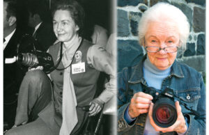 Ouida Cox covers the 1962 National Rural Electric Association Annual Meeting in Atlantic City (left); Cox today.