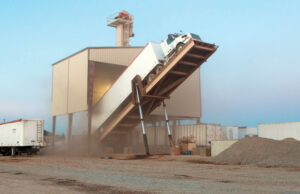 A truck delivers peanuts to the buying point in Pocahontas. The facility stores and dries peanuts for Clint Williams Co.
