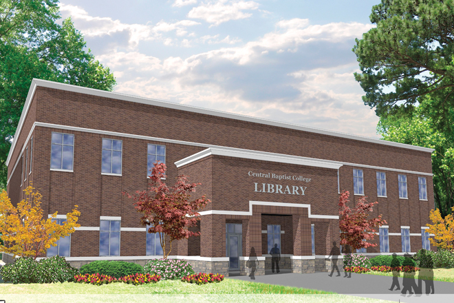 The new Central Baptist College library will be two stories and 16,000 SF.