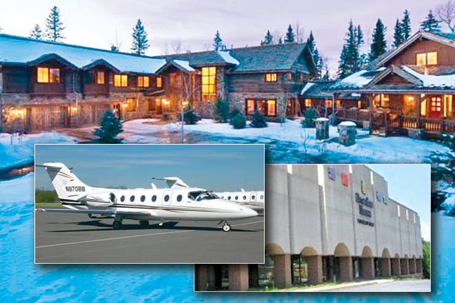 A 13,800-SF Rocky Mountain manor, corporate jet and Brandon House project in Little Rock are all linked to troubled IberiaBank debt carried by Bruce Burrow and his partner Marty Belz.