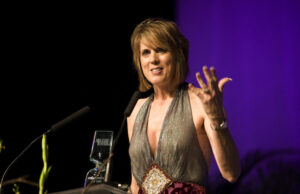 Elise Mitchell in Little Rock in February 2011, accepting an Arkansas Business of the Year award.