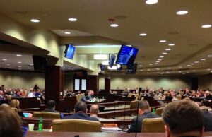 Lawmakers on the Joint&nbsp;Agriculture, Forestry and Economic Development Committee quiz consultants, steel executives and economic developers about the $1.1 billion Big River Steel project in this photo by&nbsp;U.S Rep. Duncan Baird, R-Lowell, posted to Twitter.