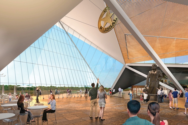 An interior rendering of the U.S. Marshals Museum.