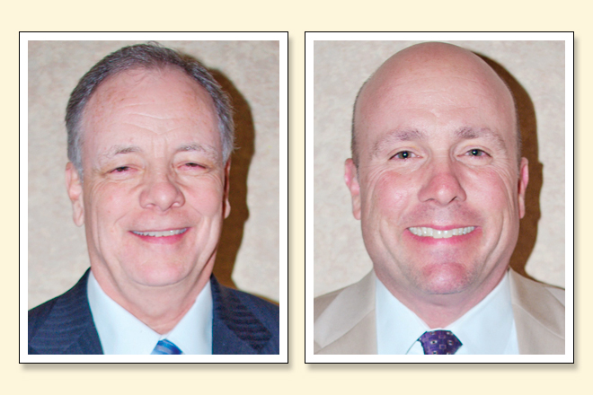 From left, Bobby Cheatwood and Todd Dennis earned accolades from Farm Bureau of Statewide Agents & Agency Managers .