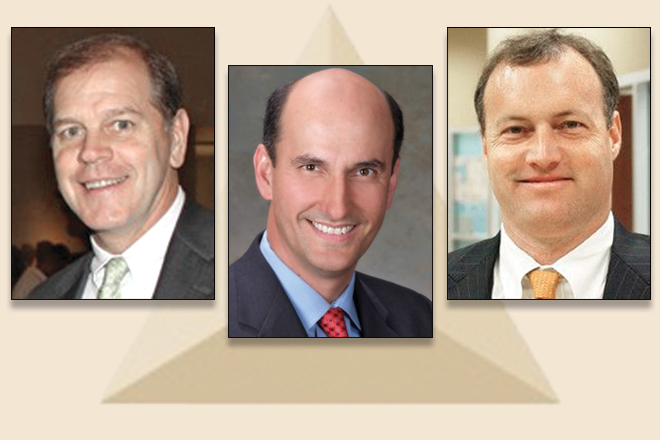 From left, Merritt Dyke of Dyke Industries; Philip Tappan, board chairman designate; and Chris Roberts, Delta's next CEO.