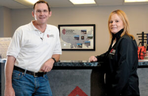 Rick Carpenter, CEO of Central States Manufacturing Inc. of Lowell, with Donna Leger, President.&nbsp;