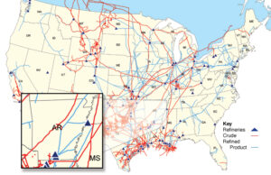 U.S. Refineries, Crude Oil and Refined Products Pipelines