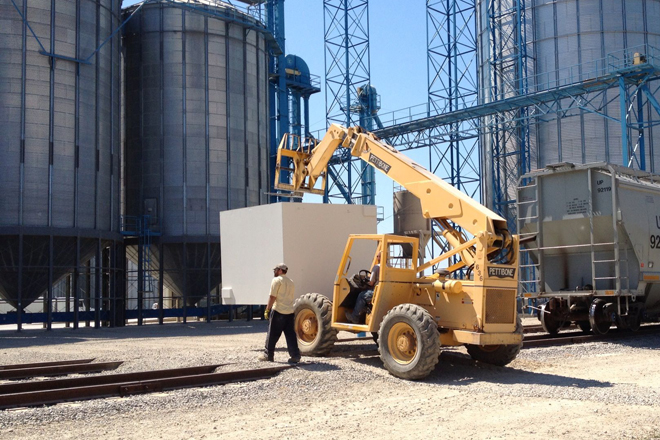 A MightySafe tornado shelter being installed at Windmill Rice Co. LLC in Jonesboro.