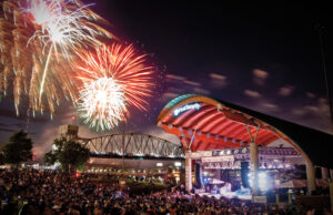 Fireworks on the Arkansas River in Riverfront Park above First Security Amphitheater.