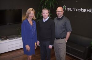 (From left) Elsbeth Cloninger, Tim Miller and John Styers of Sumotext.