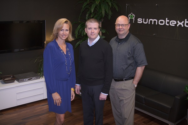 (From left) Elsbeth Cloninger, Tim Miller and John Styers of Sumotext.