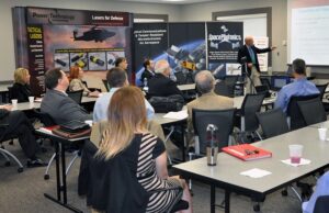 Keynote speaker Paul&nbsp;McManamon leads a session at the first Arkansas Photonics Industry Alliance statewide conference.&nbsp;