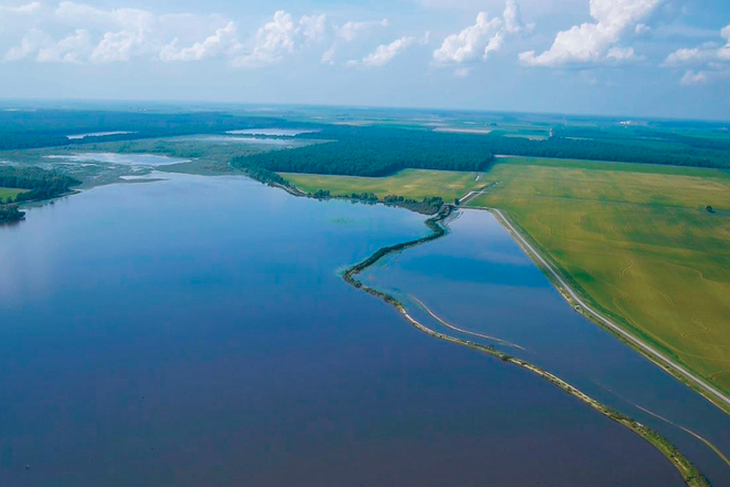 A duck&rsquo;s-eye view of the Adolph Thomas Farm & Hunting Club property.