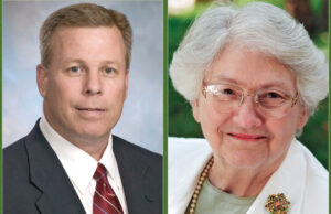 Little Rock Regional Chamber of Commerce CEO Jay Chesshir, spokesman and member of the Little Rock Technology Park Authority, and Mary Good, chair of the park's board.
