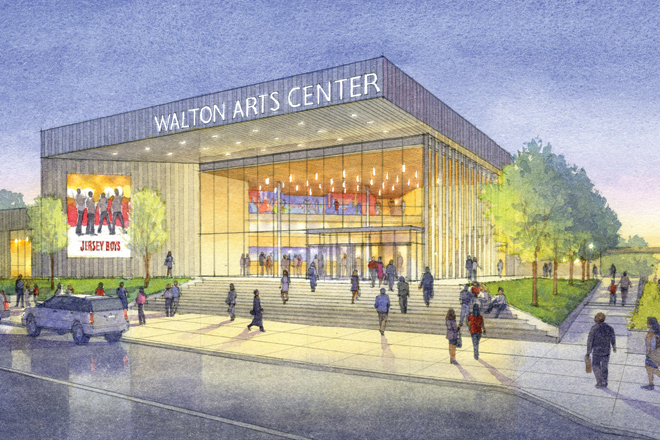 Walton Arts Center&rsquo;s lobby, reoriented to face Dickson Street, above, will be enlarged and the Starr Theater will be expanded. (Artist Renderings provided by Boora Architects)