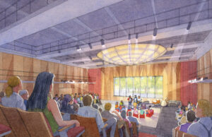 Walton Arts Center&rsquo;s lobby, reoriented to face Dickson Street, will be enlarged and the Starr Theater will be expanded, above. (Artist Renderings provided by Boora Architects)