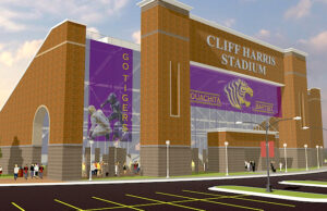 An artist rendering of renovations to&nbsp;Cliff Harris Stadium at Ouachita Baptist University in Arkadelphia.