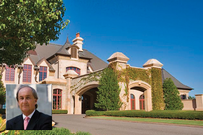 Phil Herrington (inset) is the focus of creditors linked with the Gaillardia Golf & Country Club and its 55,000-SF clubhouse in Oklahoma City.