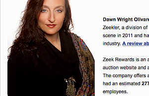 A photo of&nbsp;Dawn Wright-Olivares on the website BusinessFromHome.org, which carried an interview with her in March 2012, about five months before her sites,&nbsp;Zeekler and ZeekRewards, were shut down.