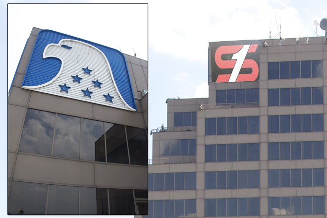 The current look of the Metropolitan Tower (left) and a shot-in-the-dark guess at what the state's tallest building may look like in the coming months. (Photos by Stephanie Dunn/Photo illustration by Tre Baker)