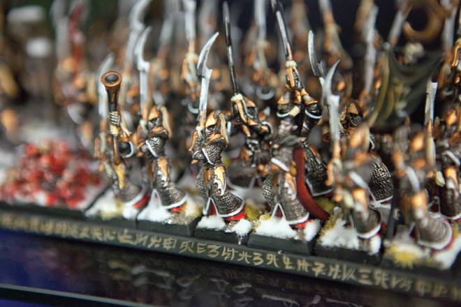 Hand-painted game pieces are waiting for players at Game Goblins in west Little Rock.  (Photo by Russell Powell)