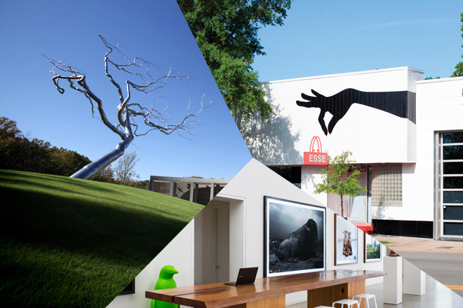 Clockwise from left: Crystal Bridges Museum of American Art in Bentonville, Esse Purse Museum in Little Rock and&nbsp;21c Museum Hotel in Bentonville.