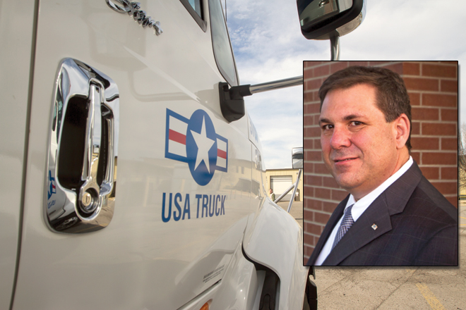 USA Truck CEO John Simone, an experienced turnaround artist, put together a 27-point plan that has helped the Van Buren company&rsquo;s stock price almost triple in the past year. (Photos by Kat Wilson)