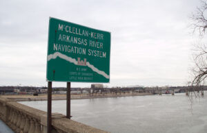 The McClellan-Kerr Arkansas River Navigation System opened to commercial traffic in 1970 and helps transport goods up the 420-foot rise in elevation between the Mississippi River and Catoosa, Okla.