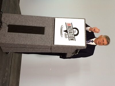 Gov. Mike Beebe helped kick off the wallbreaking ceremony Tuesday for the Arkansas Regional Innovation Hub.
