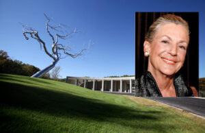 This giant silver tree by sculptor Roxy Paine sits at the entrance to Crystal Bridges Museum of American Art, founded by Alice Walton (inset) in Bentonville. (Photo of Crystal Bridges by Michael Pirnique)