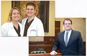 Chiropractors Keith and Natalie Currie of Conway (left) said they have successfully treated thousands of patients at their clinic. The Curries are represented by attorney Michael Lamoureux of Russellville (right), who is also the current President Pro Tempore of the Arkansas Senate.