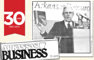 Promoter Paul Simmons at Aug. 17 press conference. (Photo by Tom Honeycutt) | Originally published in Arkansas Business Oct 1., 1984.