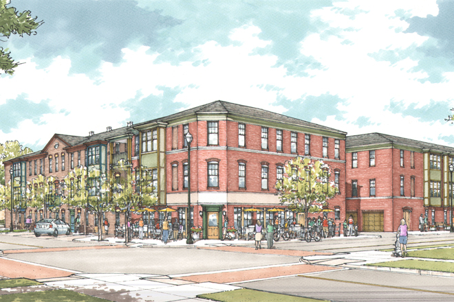 Thrive, a mixed-use apartment complex, will be just a few blocks from Bentonville&rsquo;s downtown square. (Artist&rsquo;s rendering)
