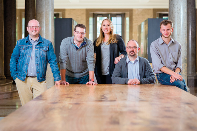 From left: Anthony Clark, Billy Law, Shelley Evans, Scott Cook and Alex McGowen.