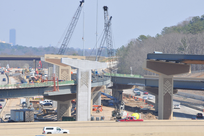 Work at the Interstate 630-430 interchange in west Little Rock, the No. 2 highway project in the state, is a year away from completion.