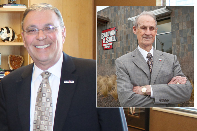 Scott Copas (left), the new president and CEO of Baldwin & Shell, has unveiled a strategic plan for the company.&nbsp;Bob Shell (inset), the chairman of Baldwin & Shell of Little Rock, said that for the first time in the company&rsquo;s history it is &ldquo;tippy-toeing&rdquo; into markets outside of Arkansas.&nbsp; (Copas photo by Mark Friedman | Shell photo by Michael Pirnique)