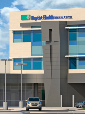 An artist's rendering of the new Baptist Health hospital which will break ground in Conway on July 7.&nbsp;