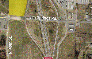 Construction of Hall Crossing is taking place near what will be a new Walmart Supercenter at the intersection of Elm Springs Road and Interstate 49 (formerly I-540).