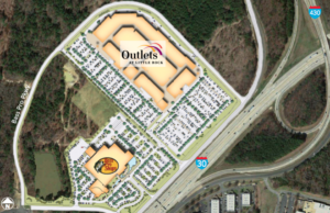 This site plan shows the location for a proposed 325,000-SF outlet mall in west Little Rock. The mall is slated to open summer 2015.