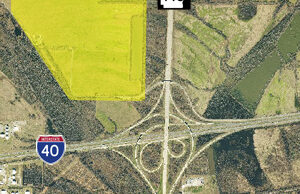 More than 420 acres in North Little Rock near the intersection of Interstates 40 and 440 were sold for $2.69 million. Approximate location shaded on map.