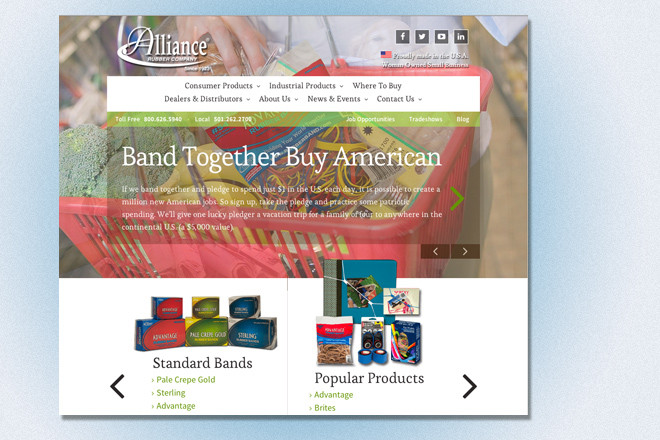 A screenshot of Allliance's new web site at Rubberband.com.