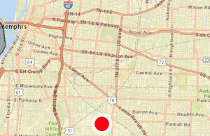 The red dot highlights the area of Memphis, Tennessee, where an affiliate of ArcBest has purchased properties.